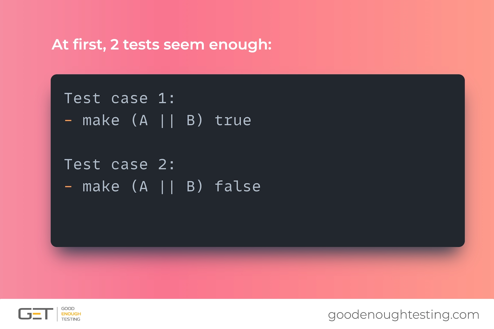 Screenshot of a the two test cases that would cover line coverage
