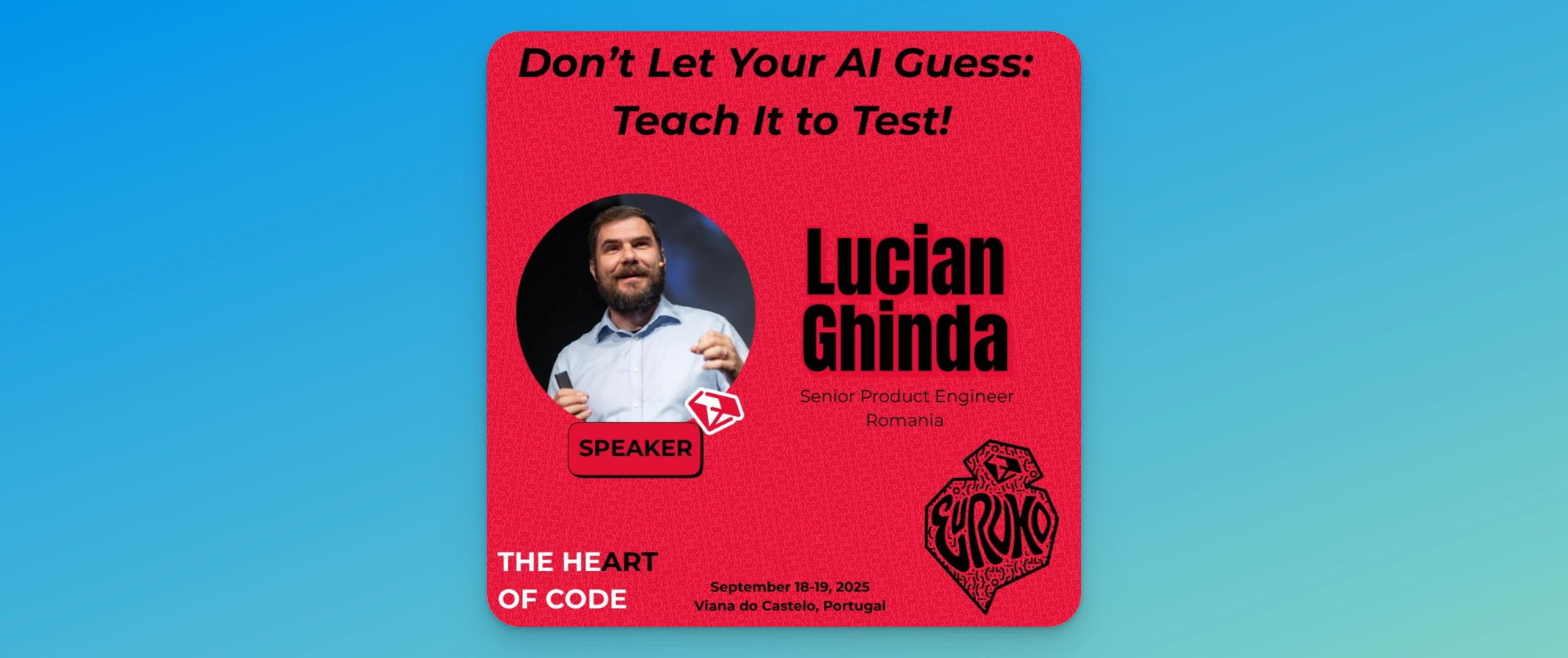 Image with announcement about Lucian Ghinda's workshop at EuRuKo
