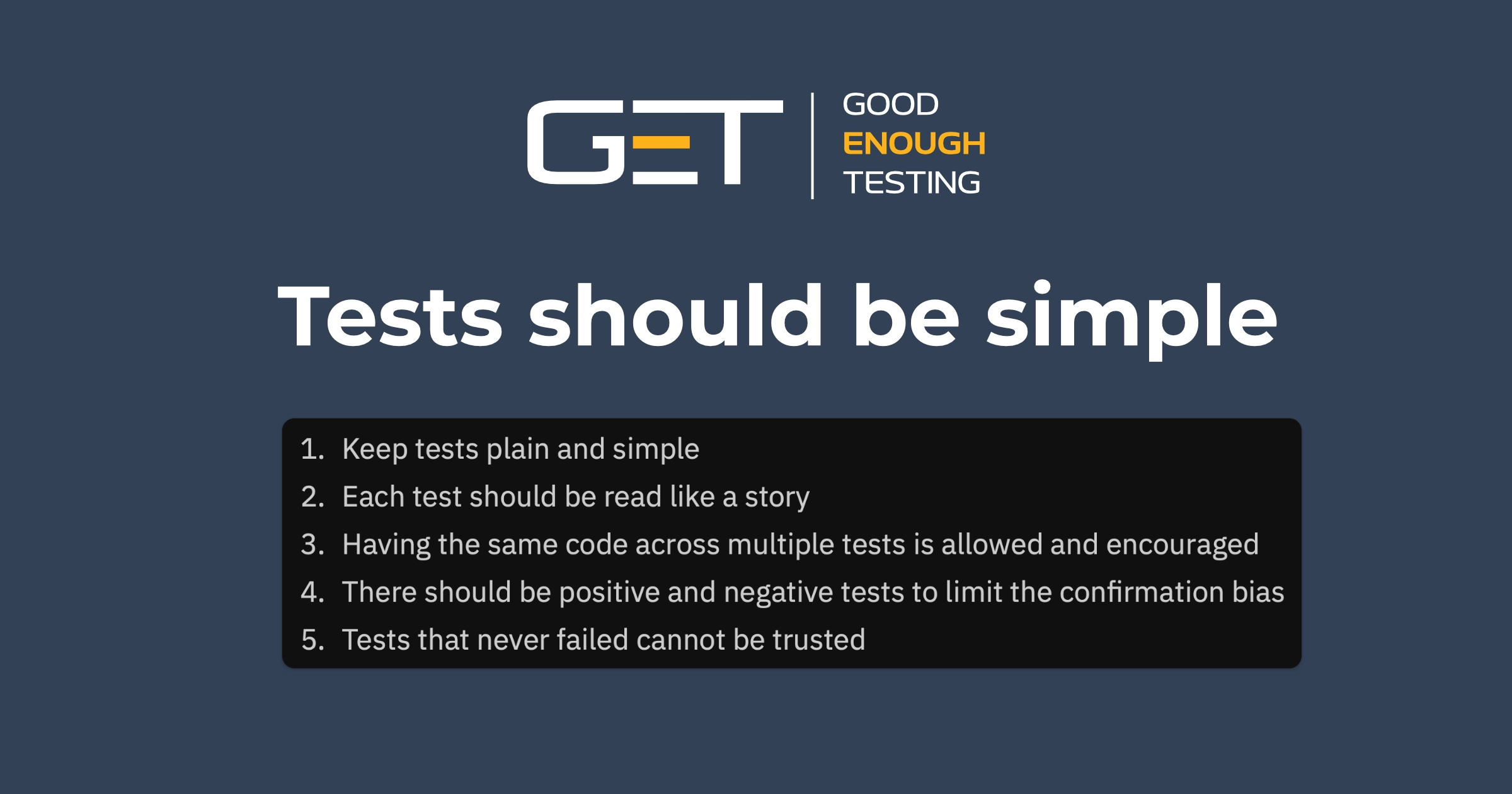 A screenshot of 5 principles for simple testing